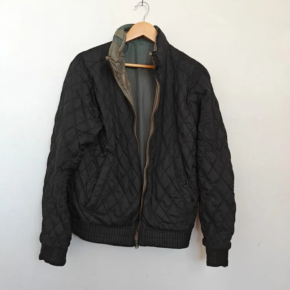 Diesel Reversible Jacket Olive Green Black Full Zip Lightweight Size M